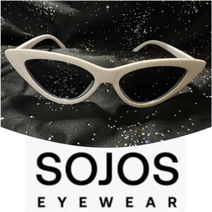 SOJOS WHITE SLEEK CAT EYES SUNGLASSES